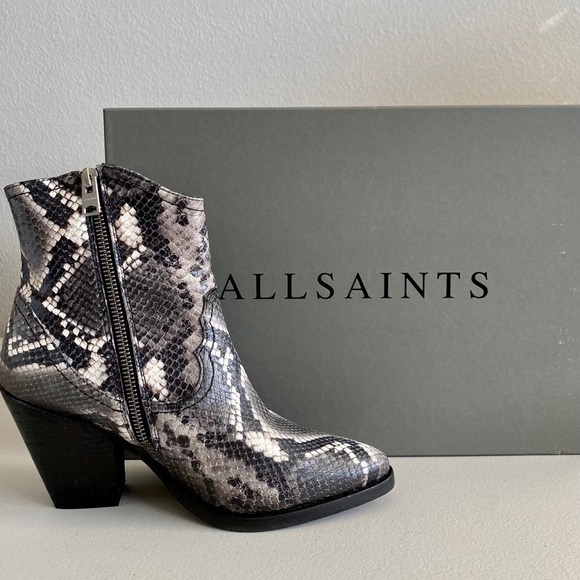 All Saints Embossed Leather Bootie New - Picture 4 of 8